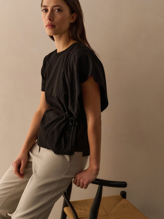 Yaya Mixed fabric top w/cord