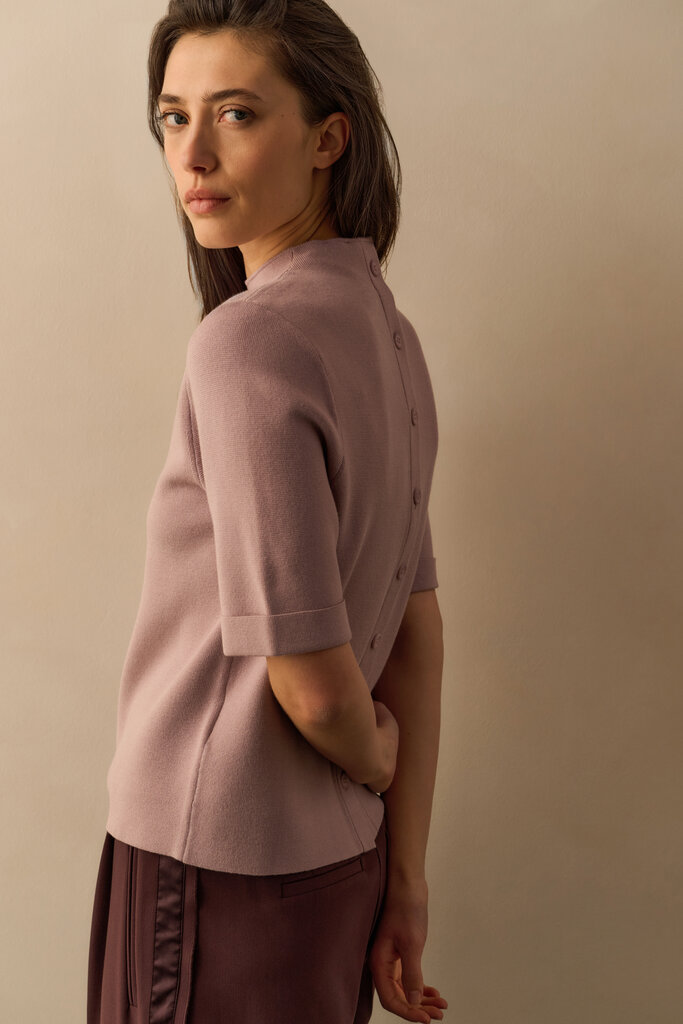 Yaya Yaya Short sleeve sweater w/buttons at back 1000529