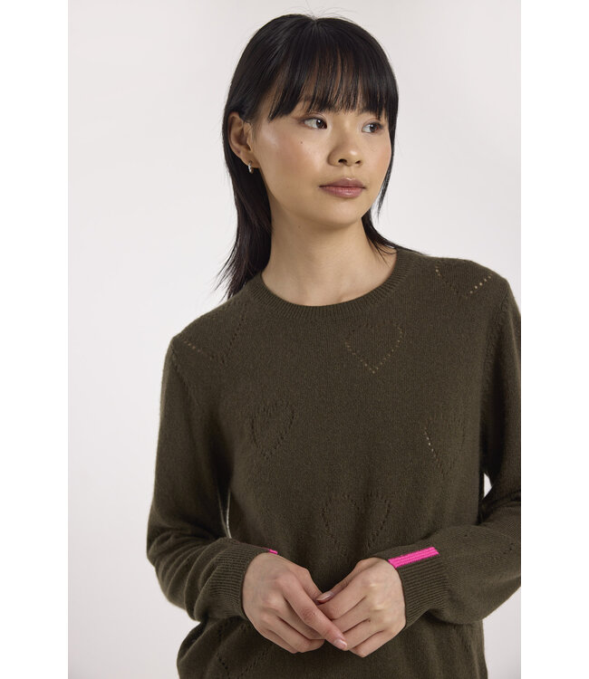 Brodie Hilda heart pointelle crew sweater