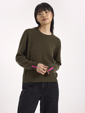 Brodie Hilda heart pointelle crew sweater