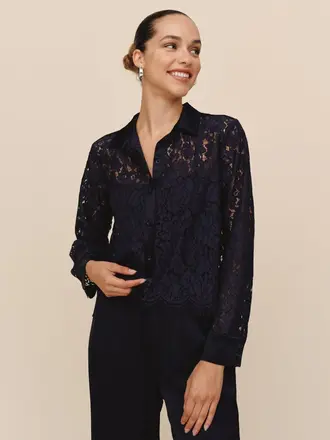 Bella Dahl Lace contrast button down