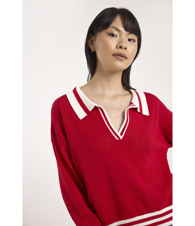 Wispr  Vanessa stripe detail polo top