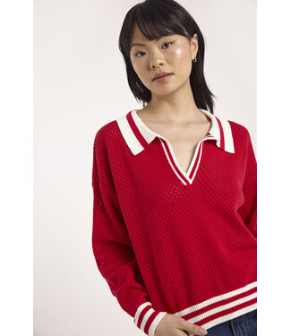 Wispr Vanessa stripe detail polo top