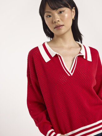 Wispr Vanessa stripe detail polo top