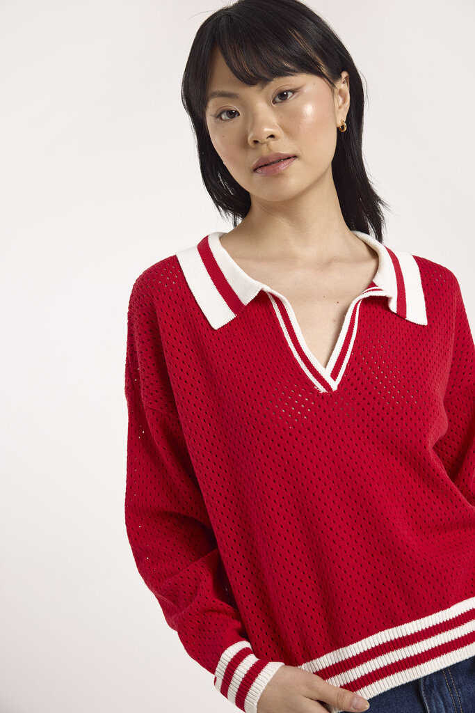 Wispr Wispr Vanessa stripe detail polo top 1025-W-029