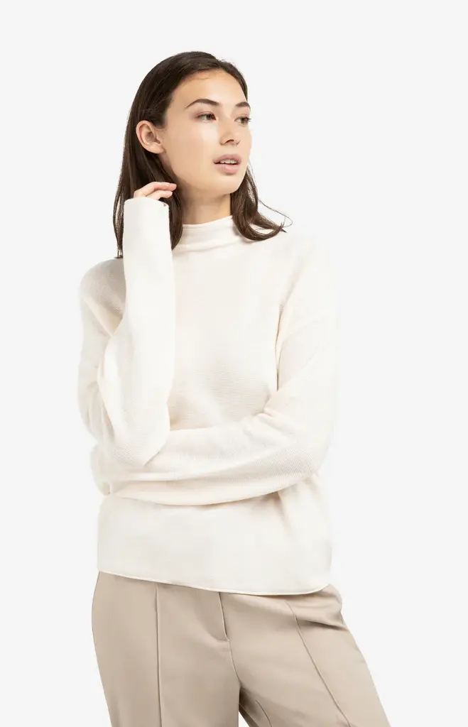 Yaya Yaya Textured high neck sweater with buttons 1000543