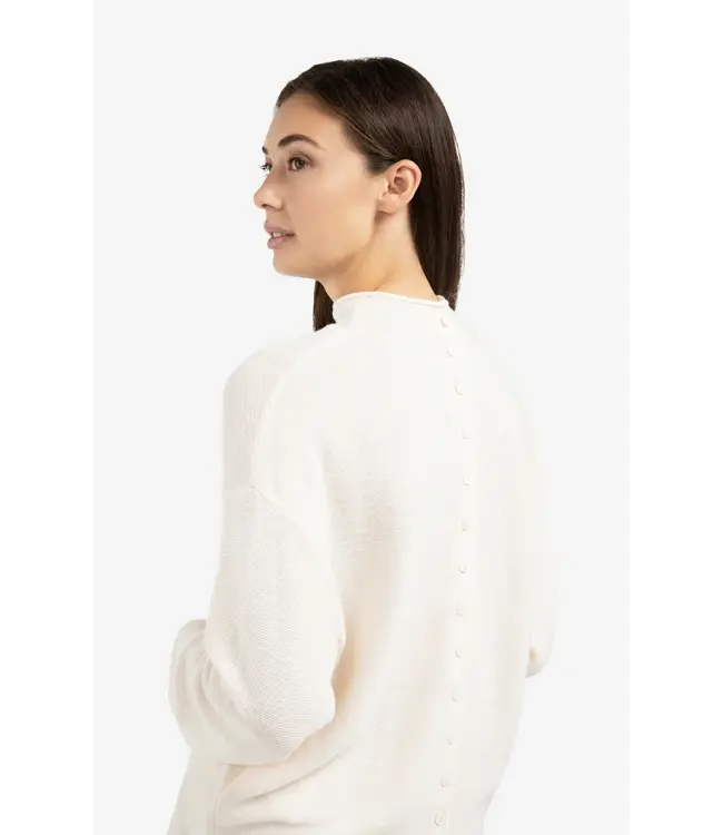 Yaya Textured high neck sweater with buttons