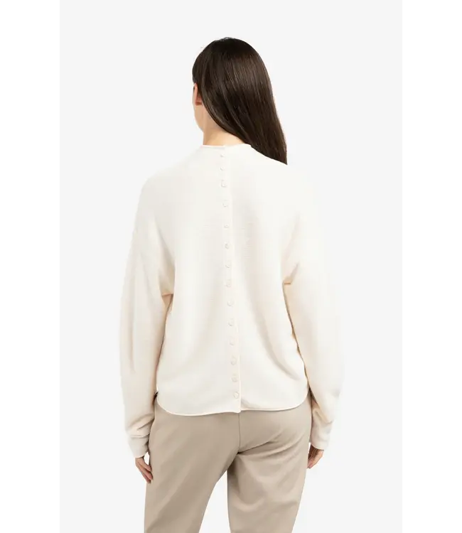 Yaya Textured high neck sweater with buttons