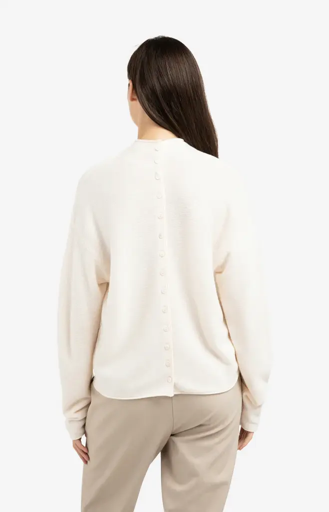 Yaya Yaya Textured high neck sweater with buttons 1000543