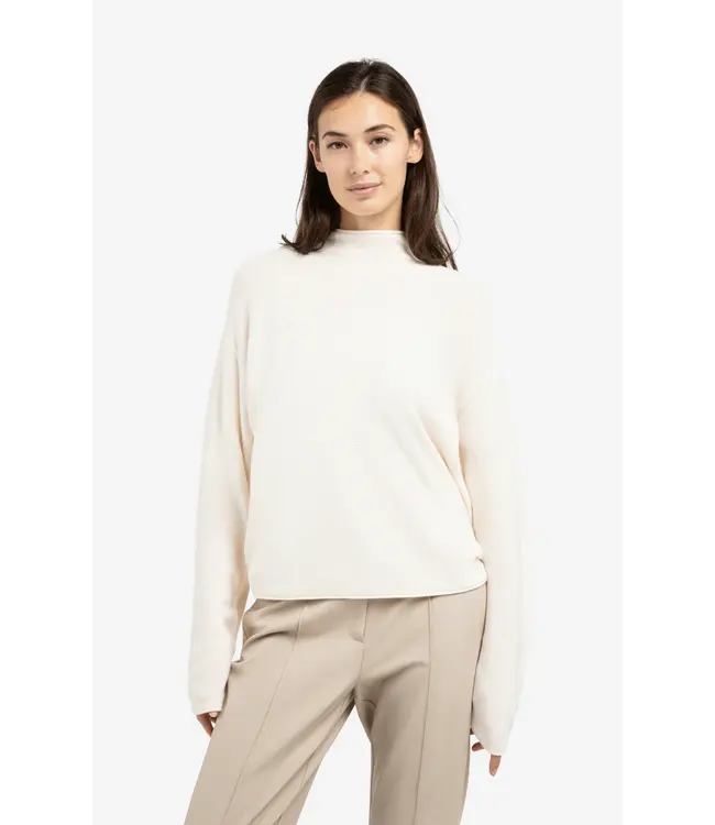 Yaya Textured high neck sweater with buttons