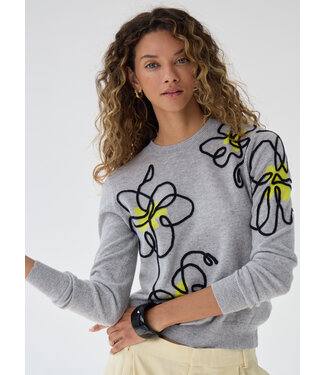 Autumn Cashmere Floral applique crew