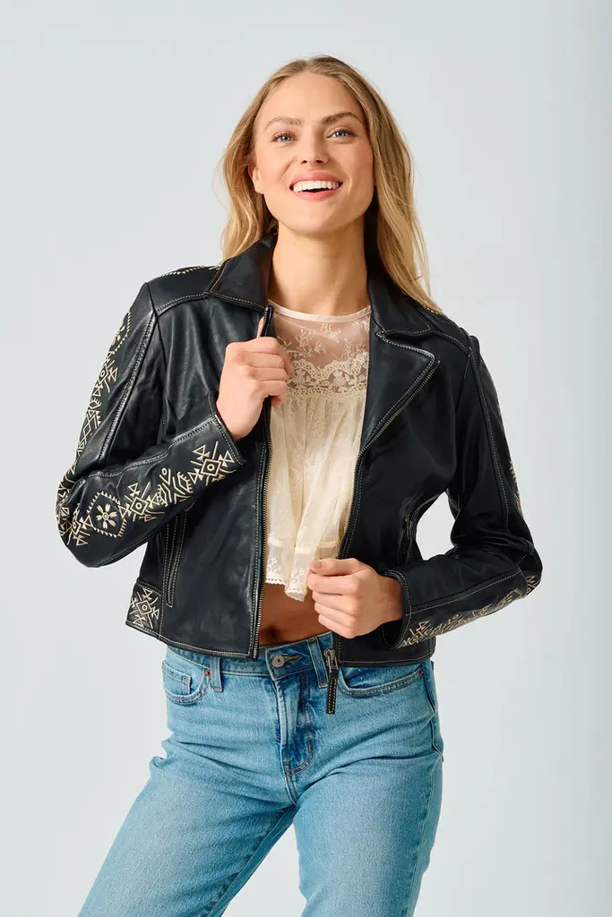 Mauritius Mauritius Cora embroidered front zip jacket