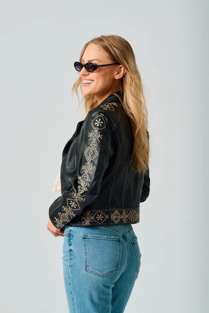 Mauritius Mauritius Cora embroidered front zip jacket