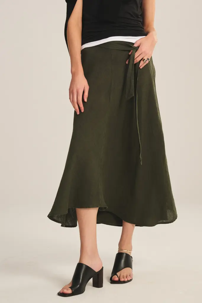 Velvet Velvet Malina woven linen skirt