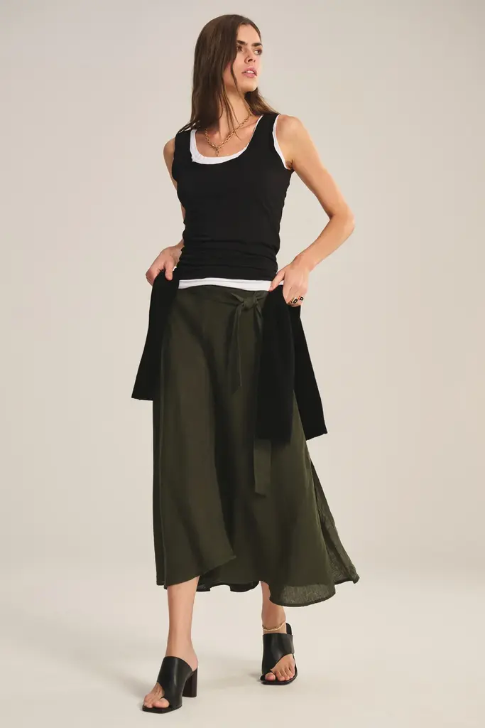 Velvet Velvet Malina woven linen skirt