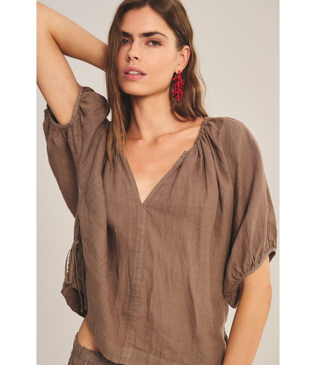 Velvet Cosette woven linen top