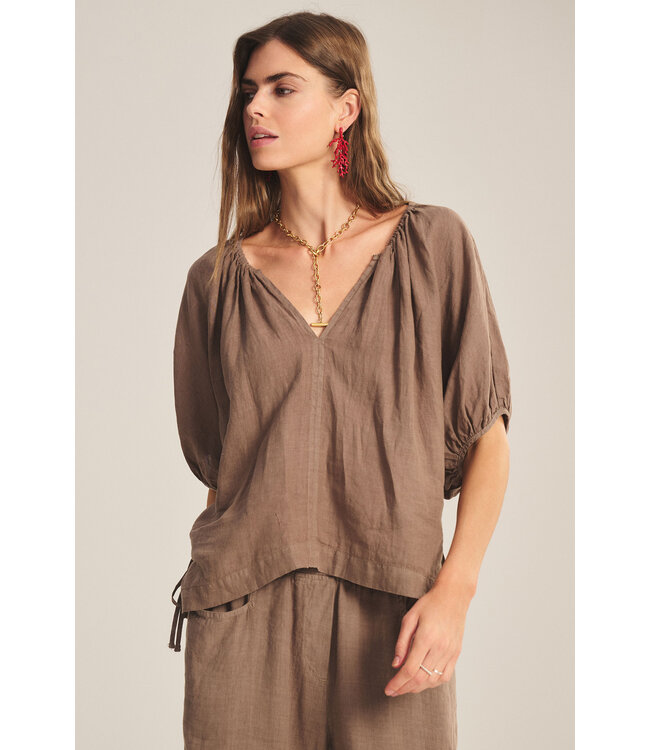 Velvet Cosette woven linen top