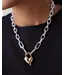 Jenny Bird Padlock heart pendant necklace two tone