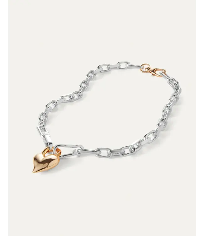 Jenny Bird Padlock heart pendant necklace two tone