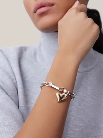 Jenny Bird Padlock heart chain bracelet two tone
