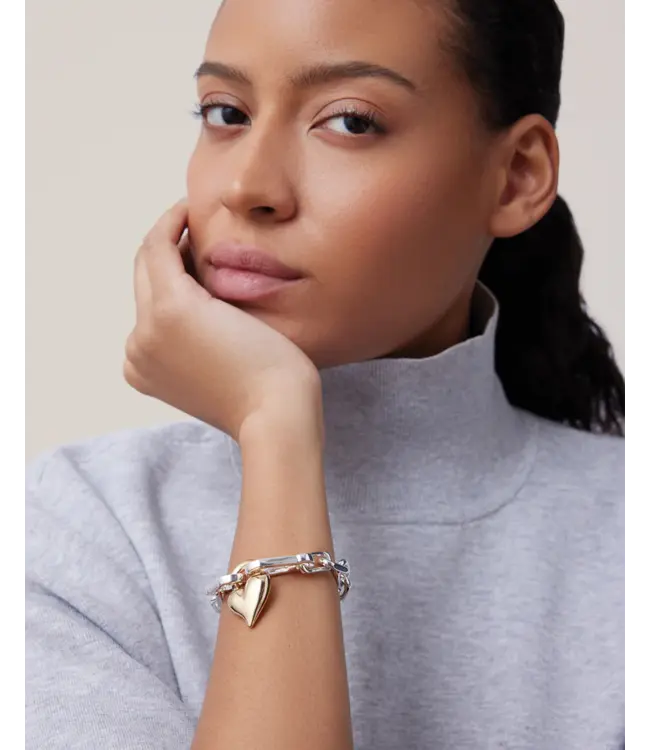 Jenny Bird Padlock heart chain bracelet two tone