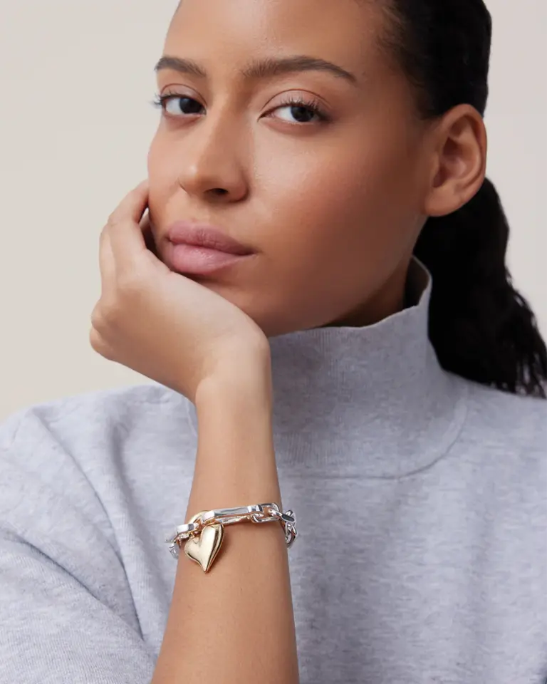 Jenny Bird Jenny Bird Padlock heart chain bracelet two tone JB2131-TT