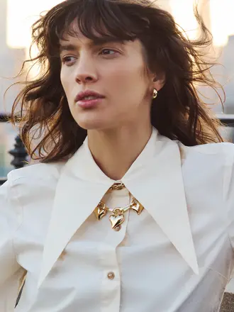 Jenny Bird Padlock triple heart pendant necklace gold