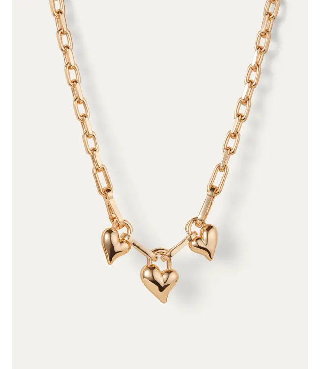 Jenny Bird Padlock triple heart pendant necklace gold