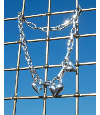 Jenny Bird Padlock triple heart pendant necklace silver