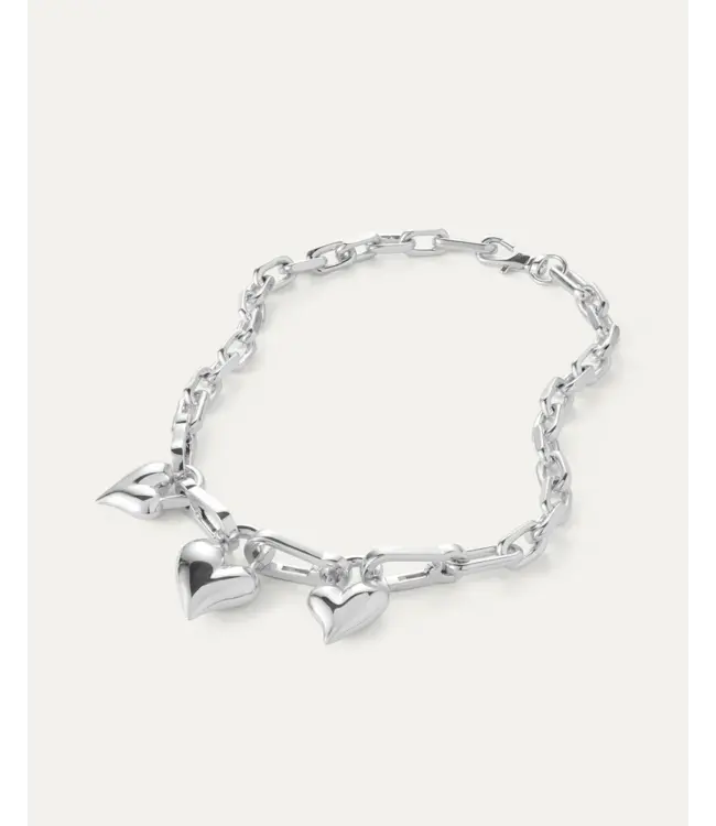 Jenny Bird Padlock triple heart pendant necklace silver