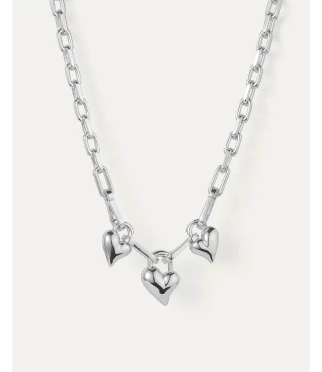 Jenny Bird Padlock triple heart pendant necklace silver