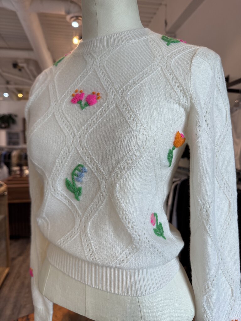 Brodie Brodie Lightweight floral stitch crew B-086