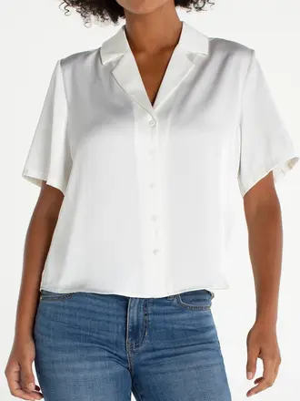 Liverpool Canada Short sleeve camp collar blouse