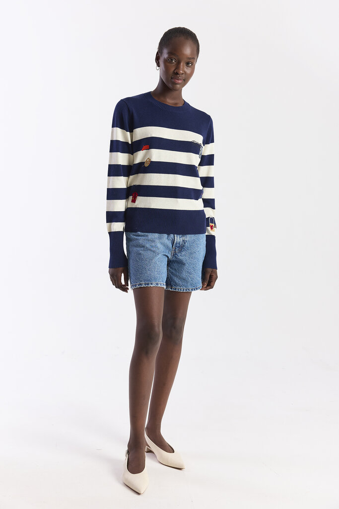 Wispr Wispr French embroidery stripe crew top