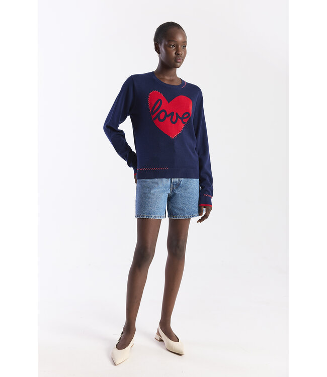 Wispr Love heart stitch crew top