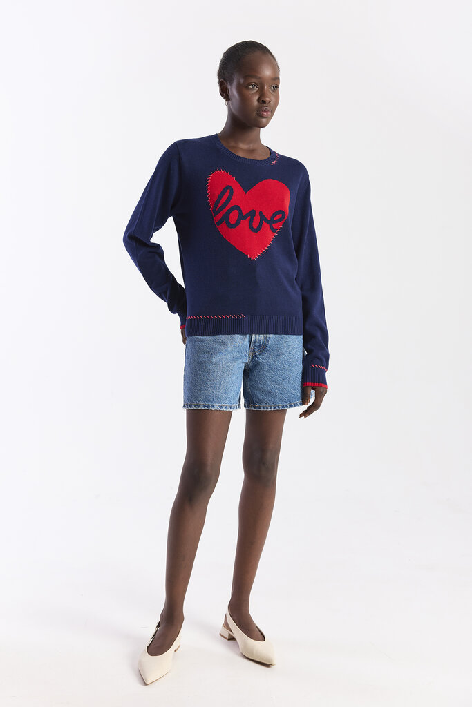 Wispr Wispr Love heart stitch crew top