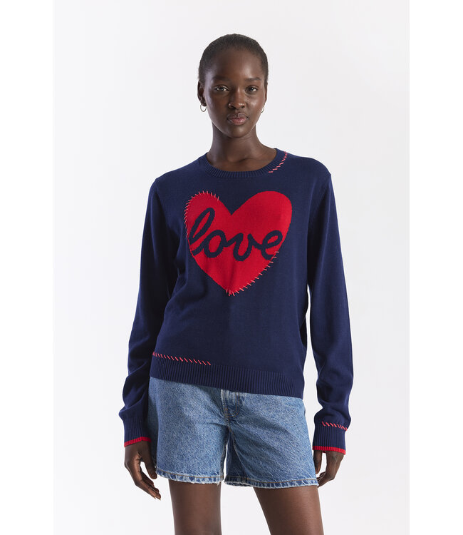 Wispr Love heart stitch crew top
