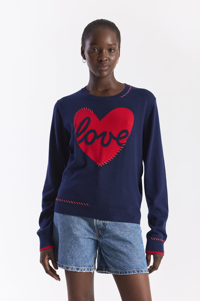 Wispr Wispr Love heart stitch crew top