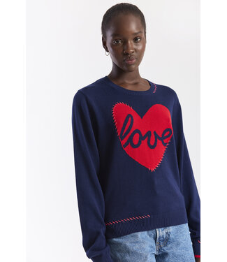 Wispr Love heart stitch crew top