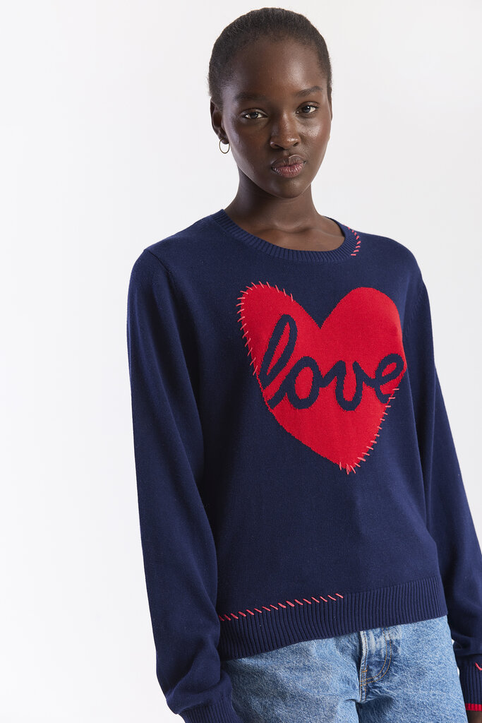 Wispr Wispr Love heart stitch crew top