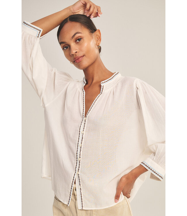 Velvet Ariana novelty embroidered top