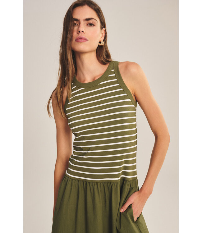 Velvet Romina stripe poplin dress