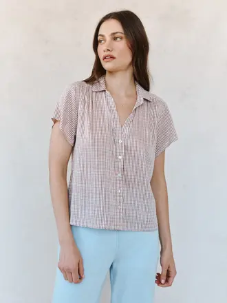 Bella Dahl Shirred short sleeve shirt