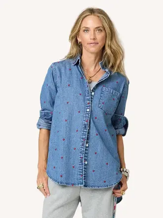 Kerri Rosenthal Mia tiny hearts denim shirt