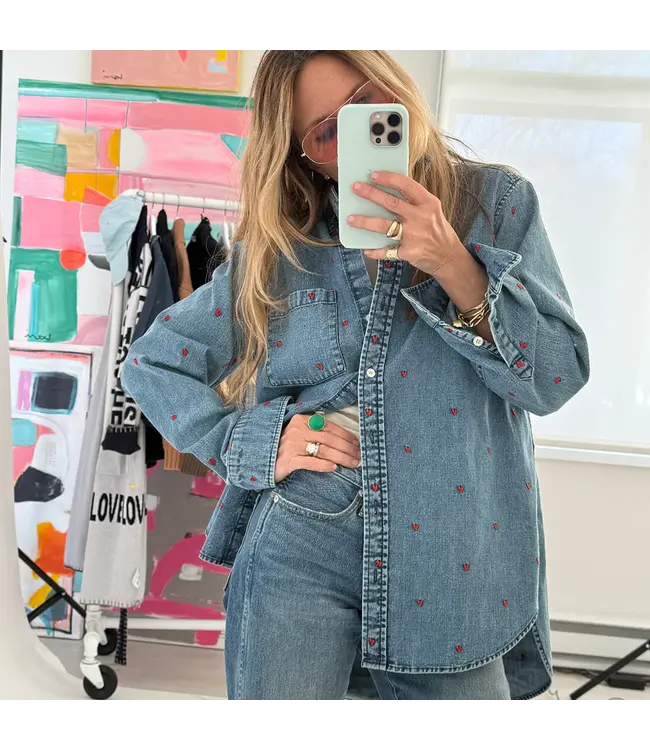 Kerri Rosenthal Mia tiny hearts denim shirt