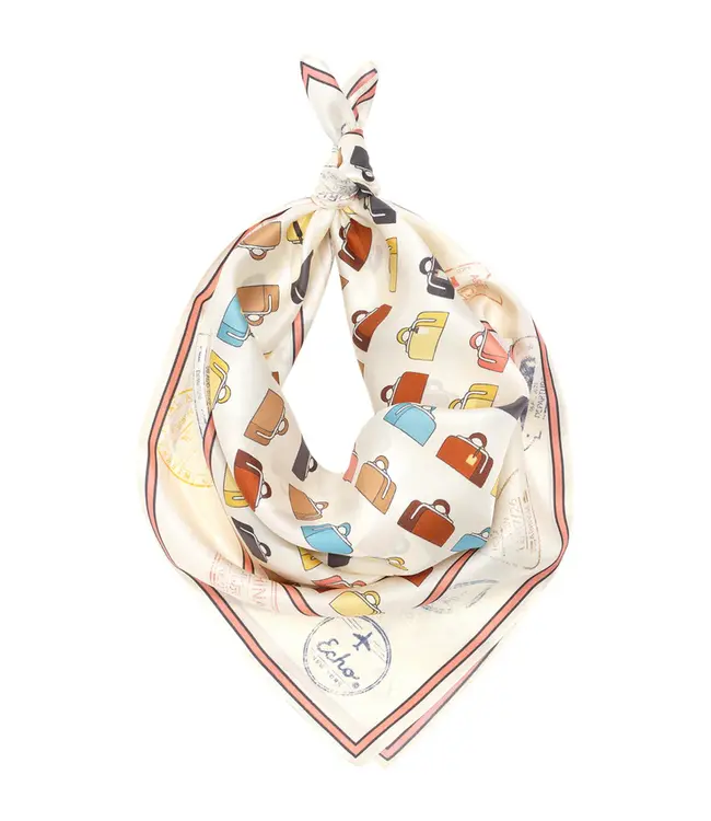 Echo Vintage luggage silk square scarf