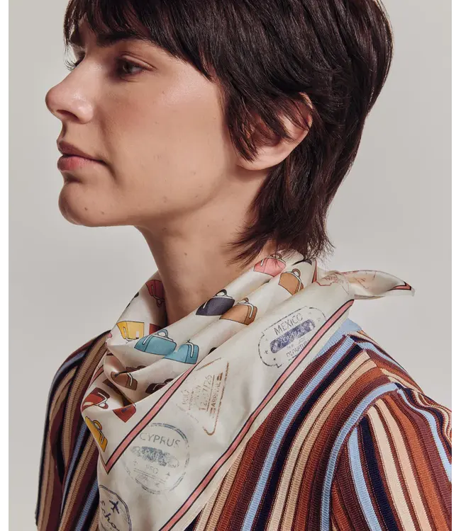 Echo Vintage luggage silk square scarf