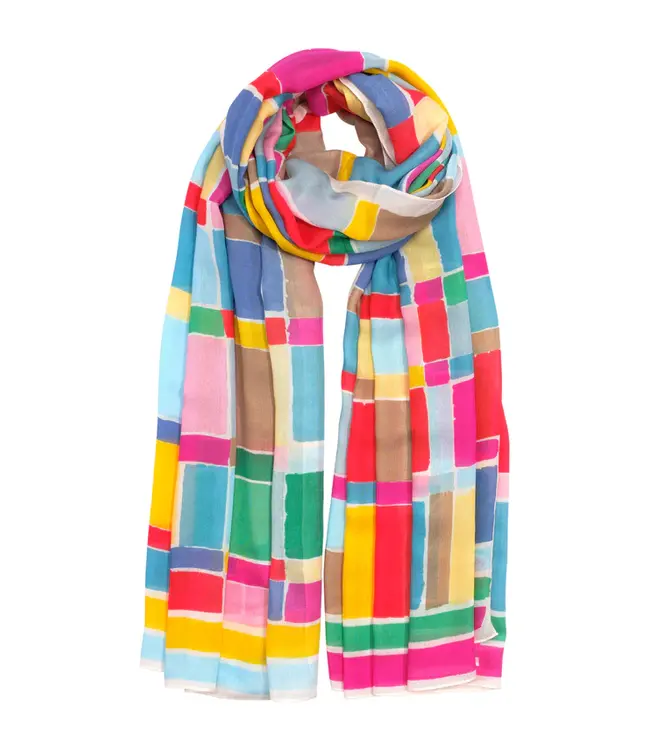 Echo Painted plaid wrap scarf