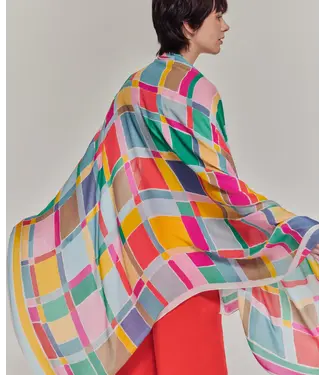 Echo Painted plaid wrap scarf