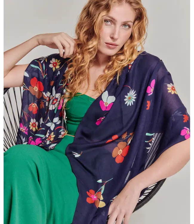 Echo Falling flowers wrap scarf